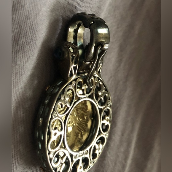 14k gold and sterling silver Medusa enhancer pendant - Picture 4 of 7